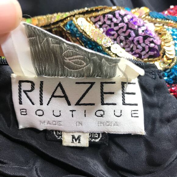 VTG Naeem Khan RIAZEE BOUTIQUE heavy beaded sequins mini sheath dress - Picture 8 of 8